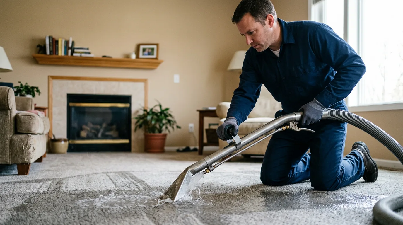 Water damage restoration technician working near Deerfield, MI
